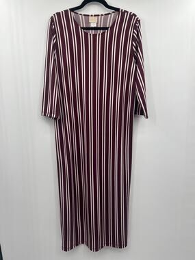 Zadie B’s Large Burgundy White Striped Layering Dress Modest Stretch Knit